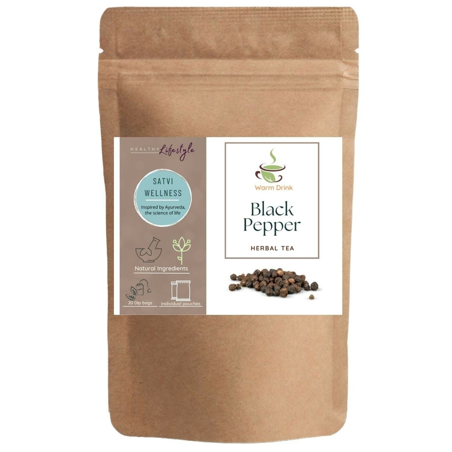 Satvi Wellness Black Pepper Tea Bags | Herbal Tea