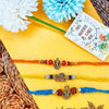 Dhiyona Set Of 3 Rudraksh Religious Rakhi Thread Rakhi Roli Chawal Chandan Mishri