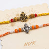 Dhiyona Set Of 2 Multicolor Religious Thread Rakhi With Roli Chawal Chandan Mishri