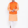 Men's Fawn Cotton Blend Straight Jacket  Kurta and Pyjama Set