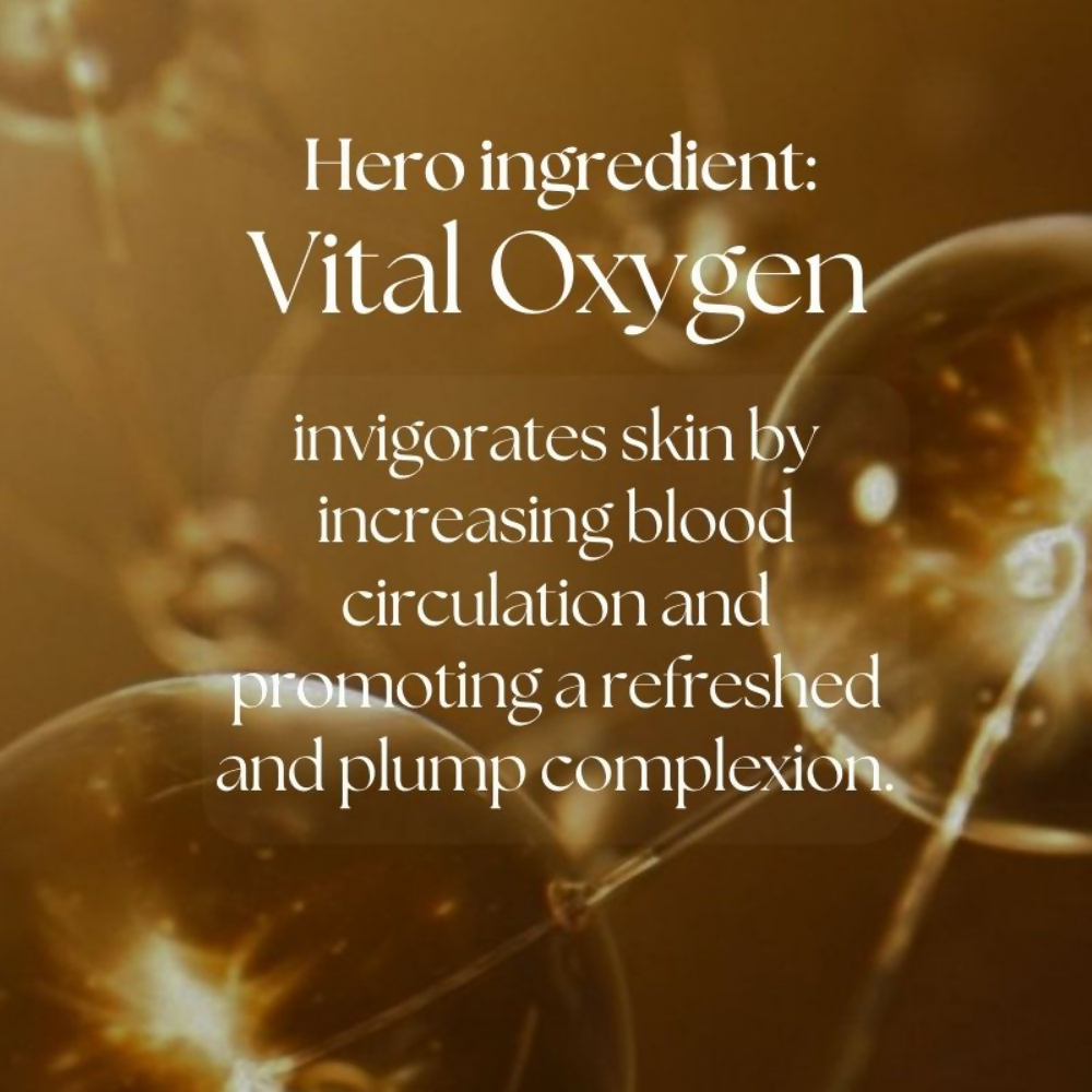 BiE O2wow oxygenating and firming face mask with oxygen vital for brightening skin, shown in a close-up image.