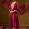 Indyancart IE Ethnic Motifs Yoke Design Thread Work Straight Kurta With Trousers & Dupatta