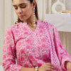 Indyancart IE Floral Printed V-Neck Thread Work Pure Cotton Kurta With Trousers & Dupatta