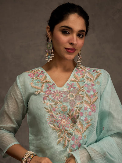 Indyancart IE Women Floral Embroidered Kurta with Trousers & Dupatta