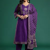 Dhiyona IE Ethnic Motifs Print Mirror Work Pure Cotton Kurta with Palazzos & Dupatta