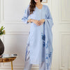 Dhiyona IE Women Floral Printed Linen Kurta with Trousers & Dupatta
