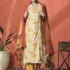 Indyancart SN Women's Floral Printed Mandarin Collar Pure Cotton A-Line Kurta With Trouser & Dupatta