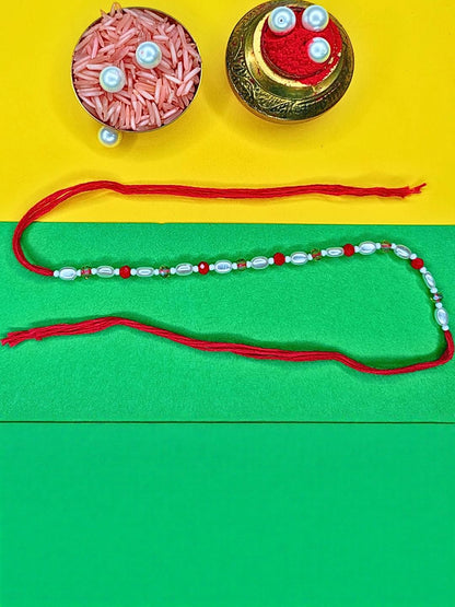 Anouk Set Of 6 Beaded Cotton Thread with AD Stones & Meenakari Designer Rakhi for Brother