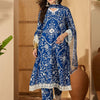 Indyancart SN Women's Floral Printed V-Neck Straight A-Line Kurta With Trousers And Dupatta