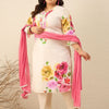 Indyancart Women's Floral Printed Regular Kurta with Trousers & With Dupatta