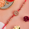 Dhiyona Gold Toned Beaded Floral Rakhi With Roli Chawal & Greeting Card