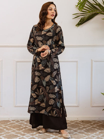 Indyancart SN Women's Floral Printed A-Line Kurta with Palazzo
