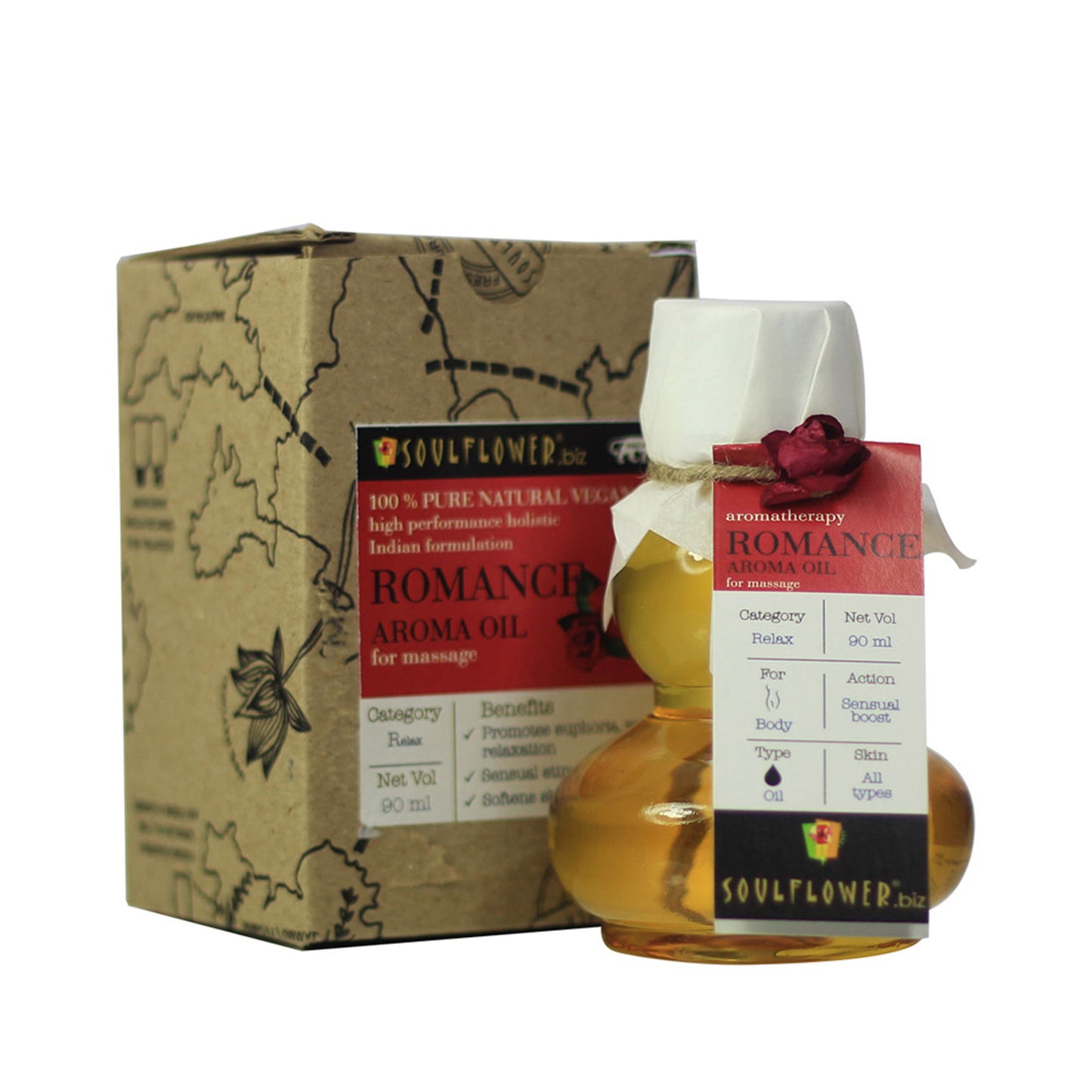 Soulflower Romance Aroma Massage Oil for Muscle Relaxation, Aromatherapy, Couple, Men & Women