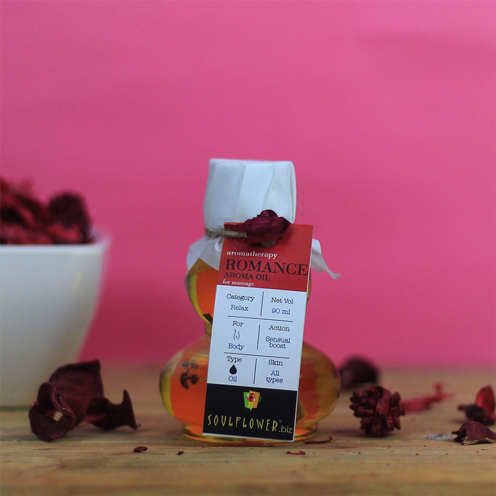 Soulflower Romance Aroma Massage Oil for Muscle Relaxation, Aromatherapy, Couple, Men & Women