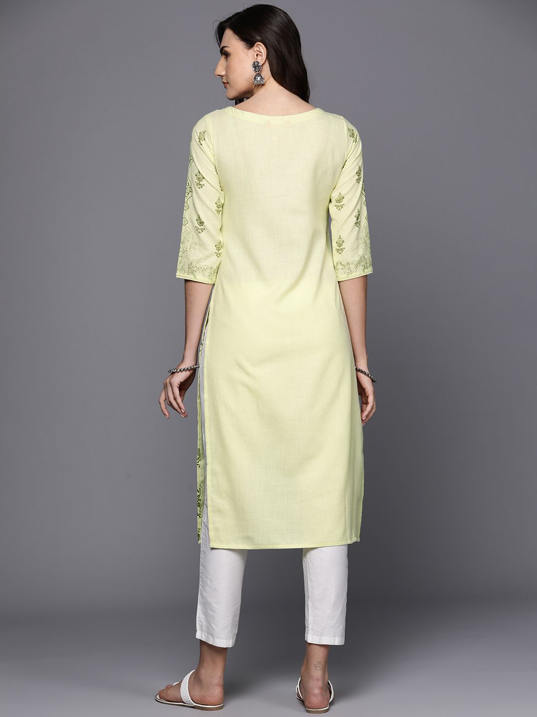 Dhiyona IE Pack Of 2 Ethnic Motifs Foil Printed Straight Kurta