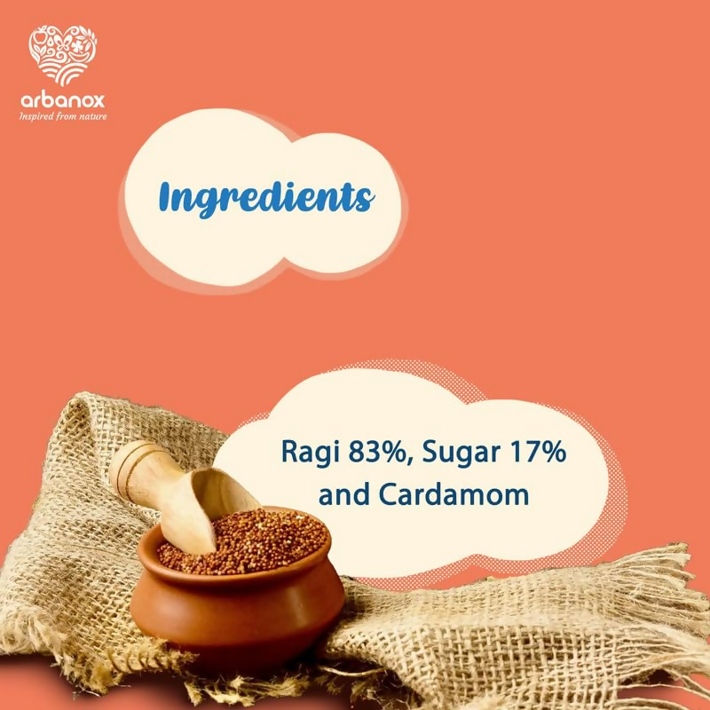 Babyvita Baby Milk Powder with Arbanox Ragi, a nutrient-rich blend for infants, showing the powder in a container with a scoop.