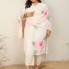 Indyancart Women's Floral Printed Regular Linen Kurta with Trousers & With Dupatta
