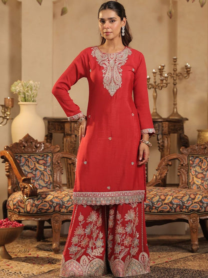 Indyancart IE Women Floral Printed Kurta with Palazzo & Dupatta