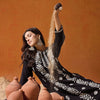 Indyancart IE Black Floral Embroidered Straight Kurta