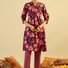 Dhiyona IE Floral Printed Pure Cotton Kurta With Trousers