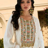 Dhiyona IE Women Floral Embroidered Regular Thread Work Kurta with Trousers & With Dupatta
