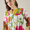Dhiyona IE Floral Printed Mandarin Collar Pure Cotton Kurta with Trousers