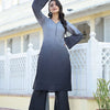 Indyancart VA Women's Ombre Regular V neck Silk Blend Kurta with Trousers
