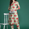 Dhiyona IE Floral Printed Mirror Work Pure Cotton Kurta with Trousers