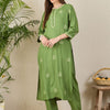 Dhiyona IE Floral Embroidered Round Neck Thread Work Straight Kurta & Trousers