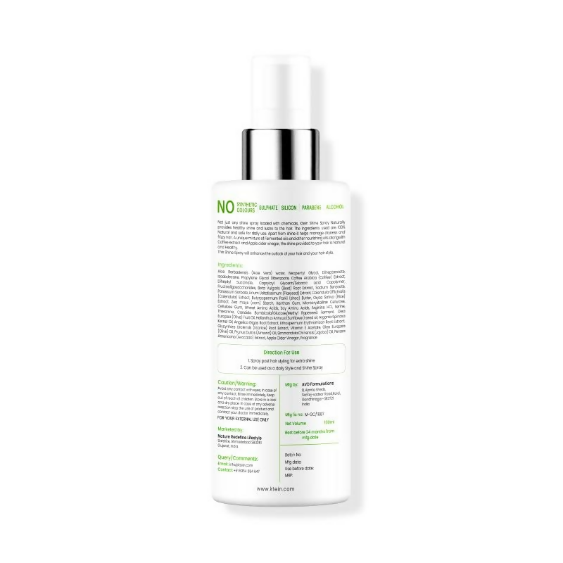 Ktein 100% Plant Based Hair Heat Protection Spray With Extra Shine Chamomile Argan And Vitamin E