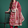 Indyancart IE Women Floral Printed Angrakha Pure Cotton Kurta with Trousers & With Dupatta