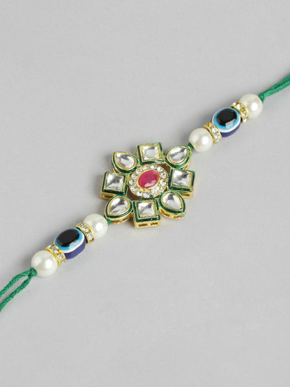 Anouk Unisex Set of 2 Beaded Bhai Bhabhi Rakhis With Roli & Chawal