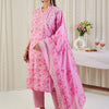 Indyancart IE Floral Printed Regular Thread Work Pure Cotton Kurta With Trousers & Dupatta