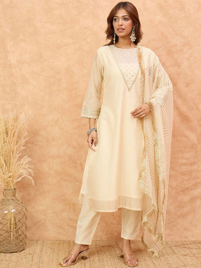 Indyancart VA Women's Self Design Kurta with Pyjama & Dupatta