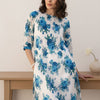 Dhiyona IE Floral Printed Pleated Round Neck Pure Cotton Straight Kurta With Trouser