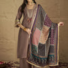 Indyancart VA Ethnic Motifs Yoke Design V-Neck Straight Kurta With Palazzos & Dupatta
