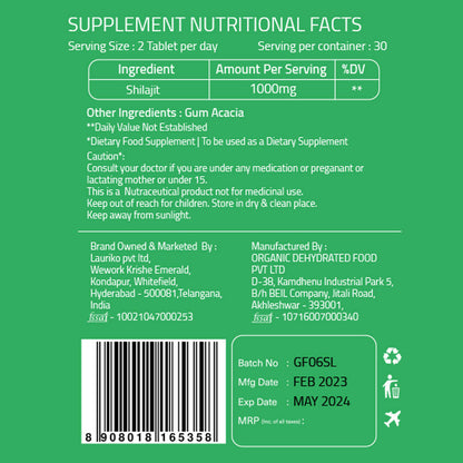 Laurik Himalayan Sj 1000Mg Tablets| Sj Tablets Boosts Stamina, Strength And Support Vitality