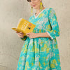 Dhiyona IE Floral Printed Regular Pure Cotton A-Line Kurta With Trousers