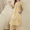 Dhiyona IE Printed V-Neck Three-Quarter Sleeves Pure Cotton Top With Trousers
