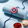 Dhiyona Stylish Red & Blue Avengers Design Kids Rakhi With Roli Chawal Chandan Mishri