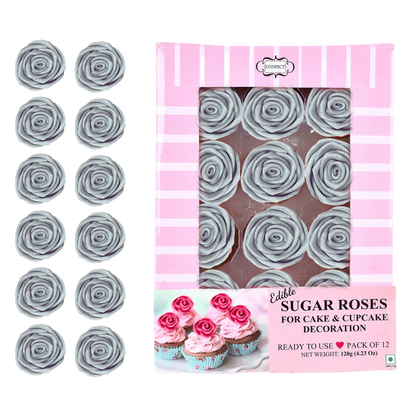 Confect Silver | Edible Metallic Sugar Roses Topper