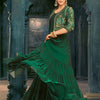 Women's Emerald Green Silk Festive Tiered Anarkali Dress