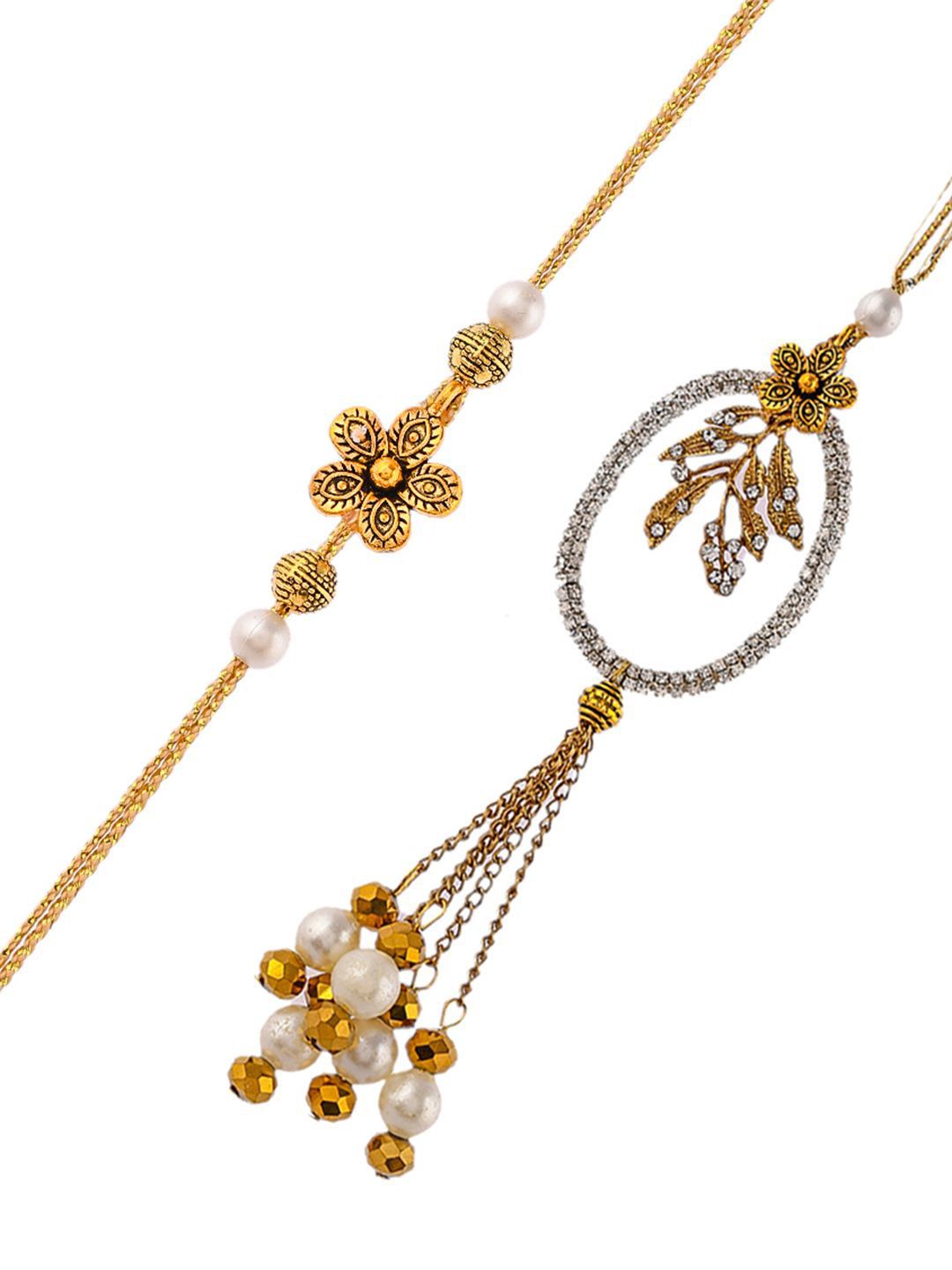 Anouk Embellished Bhaiya Bhabhi Rakhi With Roli Chawal & Greeting Card