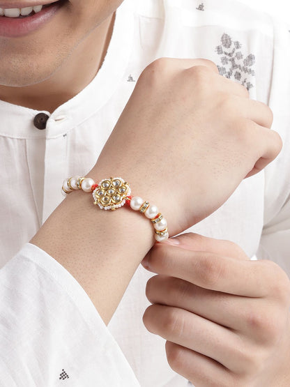 Anouk Unisex Set of 2 Beaded Bhai Bhabhi Rakhis With Roli & Chawal