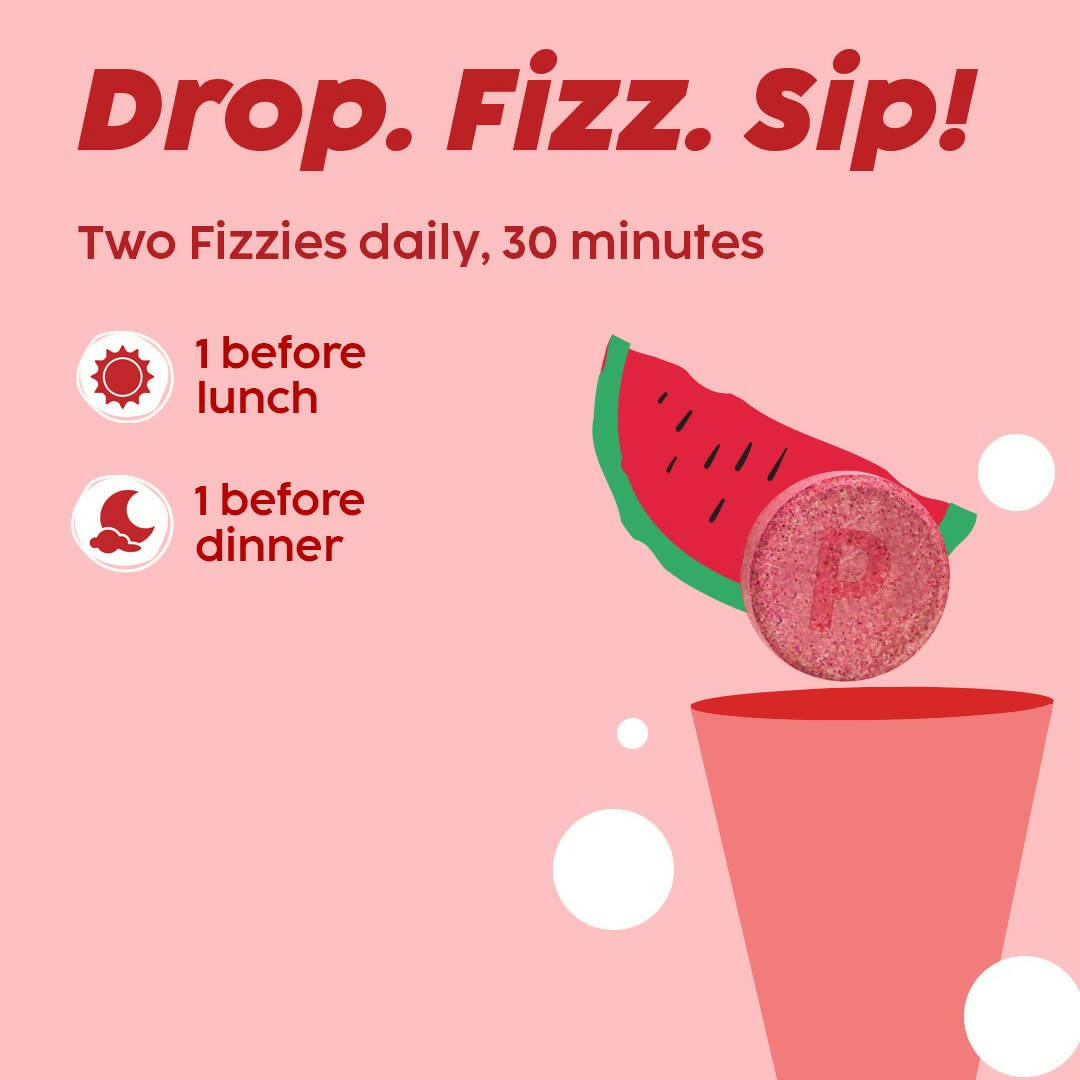 PLIX The Plant Fix Apple Cider Vinegar Effervescent Tablet with Mother - Juicy Watermelon - Indyancart