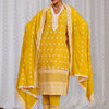 Indyancart IE Women Ethnic Motifs Embroidered Regular Thread Work Pure Cotton Kurta with Trousers & With Dupatta