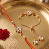 Dhiyona Set Of 2 Gold Toned Kundan Studded Bhaiya Bhabhi Rakhi