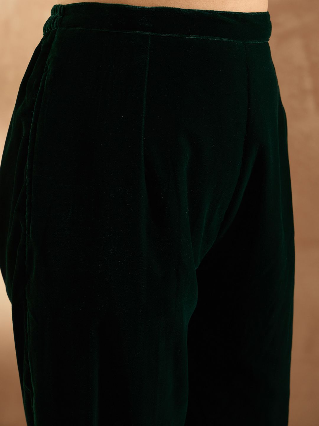 Indyancart IE Women Ethnic Motifs Embroidered Regular Velvet Kurta with Trousers & With Dupatta