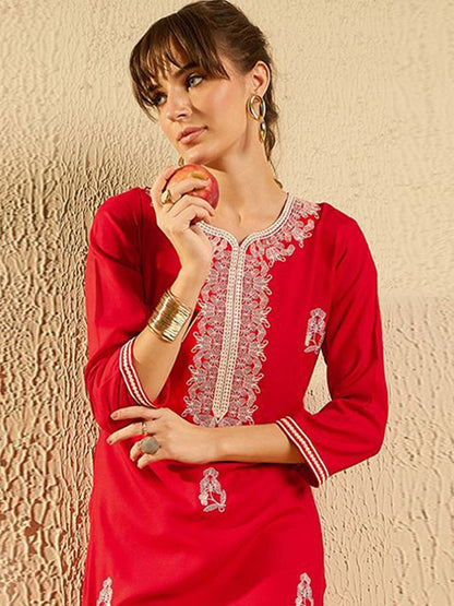 Indyancart IE Women Ethnic Motifs Printed Flared Sleeves Kurta