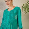 Dhiyona IE Embroidered Notch Neck Pure Cotton Kurta & Trousers